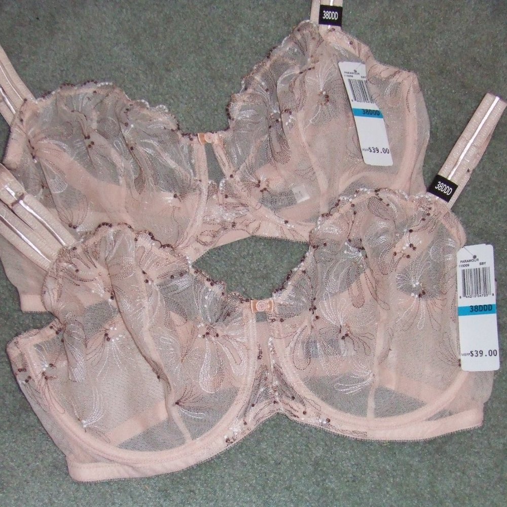 2 Paramour ELLIE Sheer Mesh Bra 34DDD  LOT